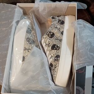 Betsey Johnson Silver Glitter Sneakers